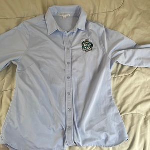 Zeta Tau Alpha long sleeved collared shirt size L baby blue